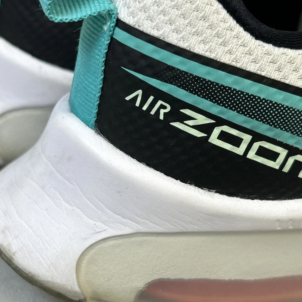 Nike Air Zoom Shoes Youth 7 Womens 8.5 DA1242-101 White Neon Swoop Logo Running‎